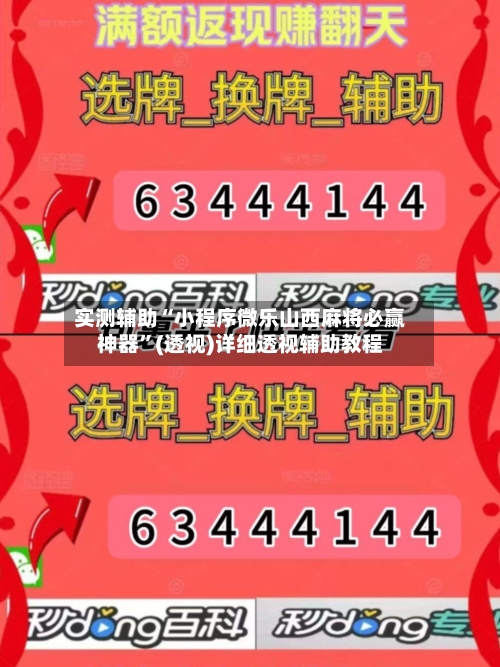 实测辅助“小程序微乐山西麻将必赢神器”(透视)详细透视辅助教程-第2张图片