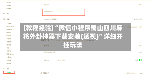 [教程经验]“微信小程序蜀山四川麻将外卦神器下载安装(透视)	”详细开挂玩法-第2张图片