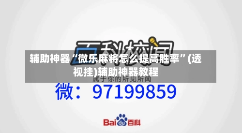 辅助神器“微乐麻将怎么提高胜率”(透视挂)辅助神器教程