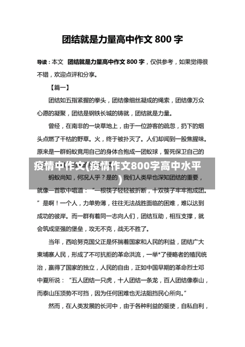 疫情中作文(疫情作文800字高中水平)-第3张图片